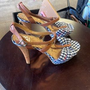 Blue checkered heels